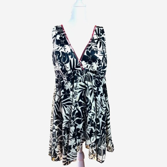 Lane Bryant Black & White V-Neck One Piece Swimsuit w/ built in Bra Size 22 NWT - Picture 1 of 8